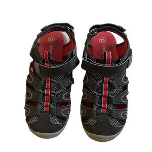 Childs Size 13 Black/Red Hook And Loop adjustable Mesh Sandals Cat and Jack.